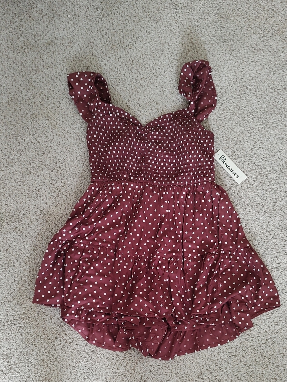 No Boundaries Brown Polka Dot Ruffle Strap Tiered Dress